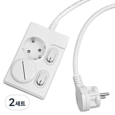 One Stop 零間隙獨立開關超薄扁平延長線 2孔 16A + 安全蓋套組, 2套, 白色, 1.5m