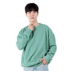 엘엑스티 남성용 오버핏 코듀로이 소프트 라운드 맨투맨 티셔츠