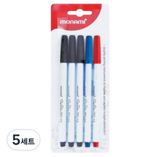 monAmi SP351 簽字筆 混合 5入組, 黑色、藍色、紅色, 5套