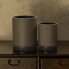 윤도자기 메종오브제 국산 차곡 수저 조리 도구통, 챠콜, 3개