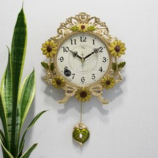 무소음 티아라 금해바라기 주물 추벽시계 HSC-532G, 금색