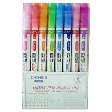 Bluemato 線條圖案多功能筆 8入, 1套, 粉紅色, 紅色, 橘色, 綠色, 藍色, 海軍藍, 珊瑚色, 紫色