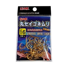 SAME 莎美 丸セイゴネムリ深海鉤 SSH-092AP-N 金色 釣魚鉤, 1包, 34入