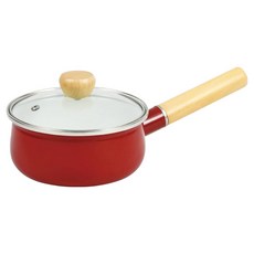 珍珠金屬 Just Size 系列 琺瑯單柄鍋 附璃蓋 IH適用 HB-4893, 15cm, 紅色, 1個