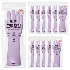 롯데이라이프 착한 고무장갑, 퍼플, 중(M), 12개