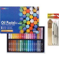 MUNGYO 專家用油性粉彩 36色 MOP-36 + 4種擦筆 + 12p砂紙套組, 混合顏色, 1套