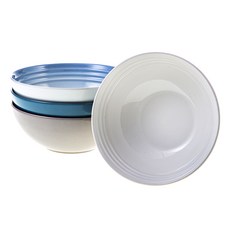 LE CREUSET 麥片碗4件組 16cm, 1套, 白色/海岸藍/深藍/燧石