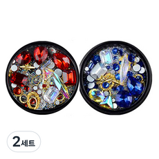 Awesome Jelly Self Nail Luxury Square Chemie Flat Nail Stone 2 件套, 藍色、紅色（2B-32、2B-34）, 2組