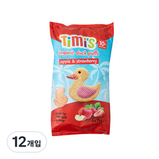 Timmy Organic Duck Puff Corn Snack 蘋果和草莓, 15g, 12入