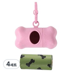 doongdoongpet 狗狗便便袋 排便袋 15入 + 骨頭盒組, 粉紅色, 4套
