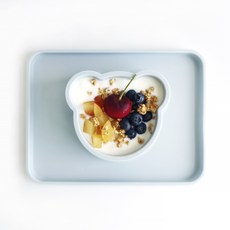 2deco 矽膠你好熊副食品餐盤, 天空藍, 單品