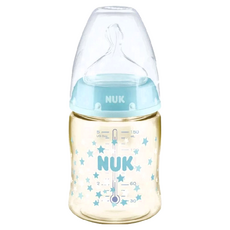 NUK 寬口徑PPSU感溫奶瓶, 適合0-6個月寶寶, 感溫防燙, 耐摔, 防脹氣, 顏色隨機, 150ml, 1個