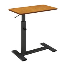 Hampton 漢汀堡 實木氣壓升降桌, 櫸木實木, 氣壓無段升降, 邊緣為圓弧設計, 柚木色 + 黑腳