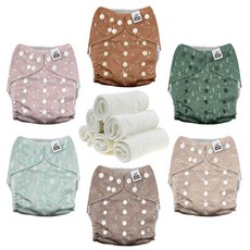 Mama Koala 嬰幼童成長型口袋式布尿布3.0 綠洲足跡 (3.6-18kg) 附竹纖維尿墊6件組, 1組