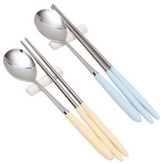 WILLIV AMOS 粉彩餐具組, 湯匙 + 筷子, 黃色 + 天藍色, 2套
