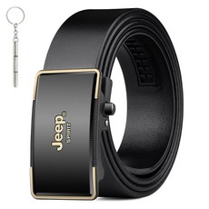 Jeep Spirit 男士休閒天然牛皮皮帶 + 皮帶盒 + 多用途螺絲起子組