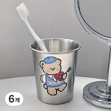몬드스팟 귀여운 곰돌이 스텐304 욕실 양치컵 YY57885, A, 6개