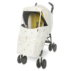 Manito 嬰兒車刺繡加墊防風罩, 橘子款 奶油白, 1入