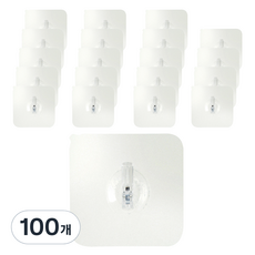 코멧 강력한 투명접착식 후크걸이, 100개