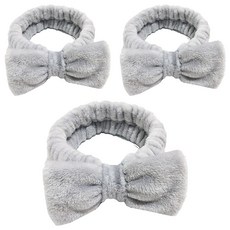 SolRoom 蝴蝶結洗臉髮帶, 灰色, 3個