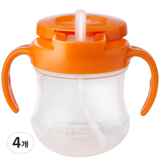 더블하트 마그마그 동글이 레귤러 스트로컵, 4개, 주황색, 200ml