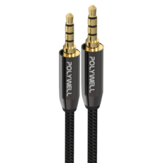 POLYWELL 寶利威爾 3.5mm AUX音源線 三環四節 公對公 BRAID版, PW15-W52-B001, 1條