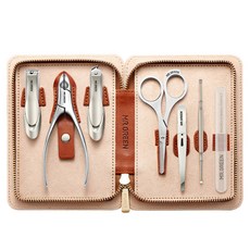 MR.GREEN Mr. Green 不鏽鋼美甲護理7件全套組 + 高級收納包 MR6666, 棕色(收納包), 1套