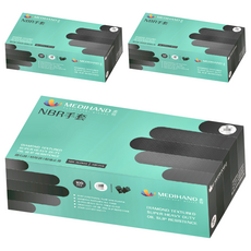 MEDIHAND 美恆 NBR鑽石紋手套 特厚款 100個, 黑色, M, 3盒