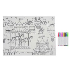 食品級矽膠畫畫餐墊 30x40公分, 遊樂園 白色, 1個