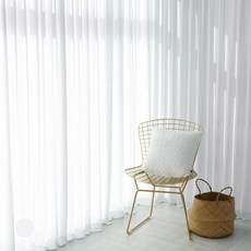 WINDOW DRESS 飄逸雪紡窗簾 2件組, 奶油白