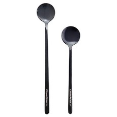 瑞典廚房 304不鏽鋼咖啡勺/湯匙/攪拌勺/攪拌匙2件組 13cm + 17cm, 1組, 黑色