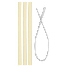 MiNiKOiOi 好好喝矽膠吸管3入組 蜂蜜黃, 1組, 4支