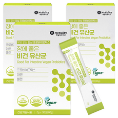 맥널티바이오 장에 좋은 비건 유산균 30p, 60g, 3개