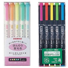 ZEBRA 斑馬牌 螢光柔和色系劃線筆5色組 2款, 混合顏色, 1套