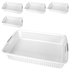 데코 다용도 직사각 바구니, 화이트, 5개