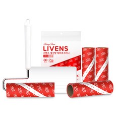 LIVENS 寵物用紅色黏毛滾輪 主體 + 7入補充包 + 收納架組合, 1套