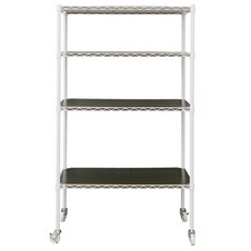 dayneeds 日需百備 輕型烤漆架含木墊板及輪子 收納 展示架, 白色, 4層