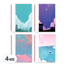 더오픈하우스 3000 감성 싸바리노트 4종 세트 23-5667, 뭉게구름, 밤하늘, 사막, 풍선소녀, 4세트