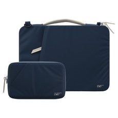 NAUGHTY GHOST 頑皮鬼 Atlas 防撞筆電包(含配件包/背帶)邊角防護設計 13~14吋適用, 爵士藍, 筆電包365 x 265mm + 小包200 x 150mm, 1組