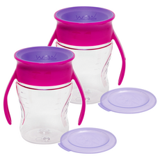 와우컵 베이비 트라이탄 빨대컵, 207ml, 2개, 클리어핑크