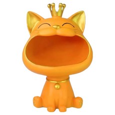 摩達客 春節開運 皇冠馬卡龍系設計招財貓開運擺飾(橘色) 增添居家擺飾的趣味與獨特性, 28.5 x 16.5 x 19cm