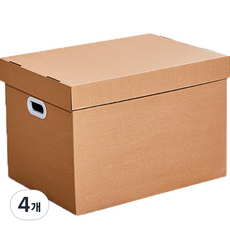 포테가르 종이 리빙박스 정리함 무지, 갈색, 4개
