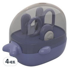 신신살롱 유아용 고래모양 손톱깎이 세트, 블루, 4세트