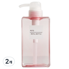 THE ZAKKA 現代簡約方形按壓瓶 450ml, 粉紅色, 2個
