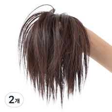하이유니 시크테일 똥머리 밴드 헤어피스, 다크브라운, 2개