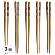 영수산업카멜 대나무 체크 전사 젓가락 5벌 세트, 원목, 단품, 3세트