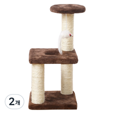 데이소이 고양이 미니 캣타워 스크래쳐 사이잘삼, 브라운, 2개