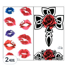 PARTY COSTUME 中型紋身貼紙 HM639HM644, 混合顏色, 2套