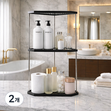 예은홈시스 모던 주방 욕실 다용도 수납랙, 블랙, 2개