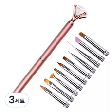 크리스탈 네일브러쉬 10종 세트, 핑크, 3세트